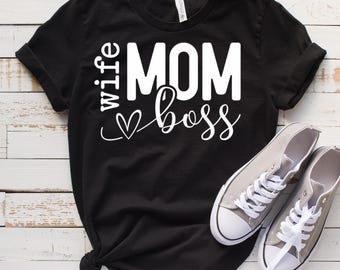 Maglietta Moglie Mamma Boss per regalo festa della mamma, maglietta mamma alla moda, maglietta donna Boss, regalo carino moglie per donne, maglietta maternità, regalo per moglie