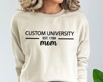 Sudadera personalizada de año nuevo para mamá universitaria, sudadera personalizada para la universidad, sudadera personalizada para mamá, suéter escolar personalizado, sudadera con capucha personalizada para la universidad