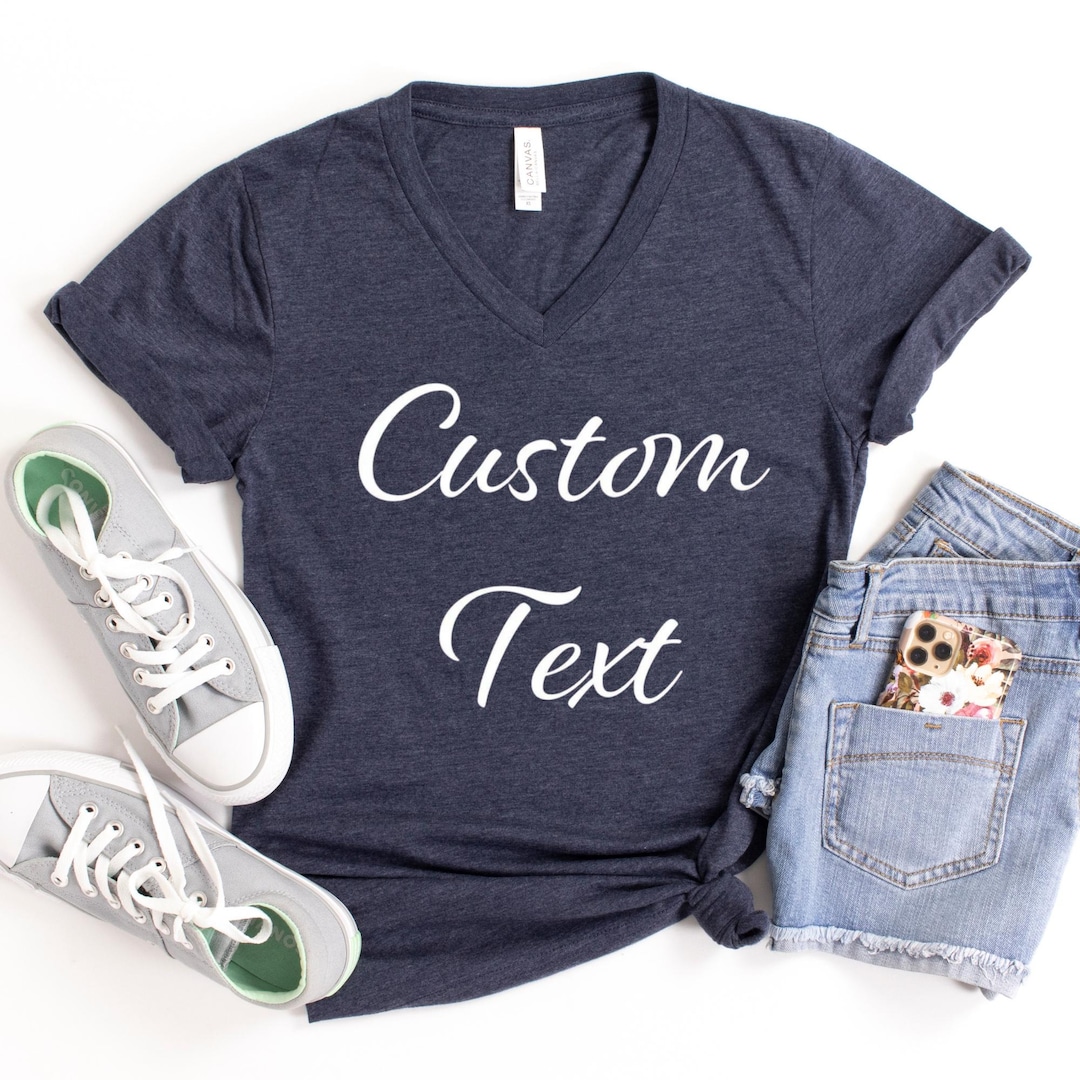 Custom V Neck Shirt, Personalized V-neck Shirts, Custom Shirt, Add Your ...