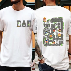おもしろパパTシャツ - 前面と背面にカートラックデザイン - お父さんへの素敵なギフト