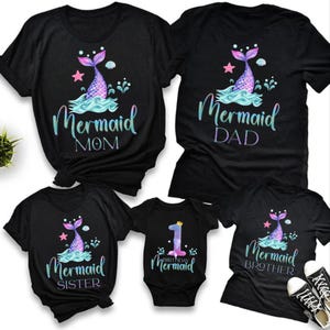 Mermaid Family Shirts, Mermaid Girl Birthday Party Mer Mom Dad Security Birthday Mermaid Sea Matching Custom Personalized Tee, Mermaid Squad