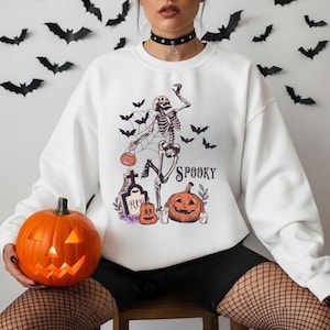 Spooky Skeleton Sweatshirt, Spooky Sweatshirt, Skeleton Sweatshirt, Halloween Sweatshirt, Womens Halloween Hoodie, Halloween Plus Size