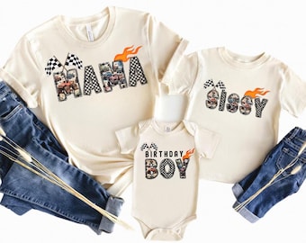Monster Truck Birthday Boy Family Matching Shirts Custom Birthday Party Shirts Monster Truck Theme Outfit Personalized Family Birthday Shirt