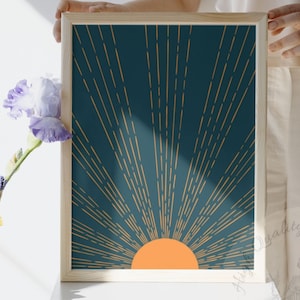 Boho Sonne Wandkunst: Minimalistischer geometrischer Druck (Digitaler Download)