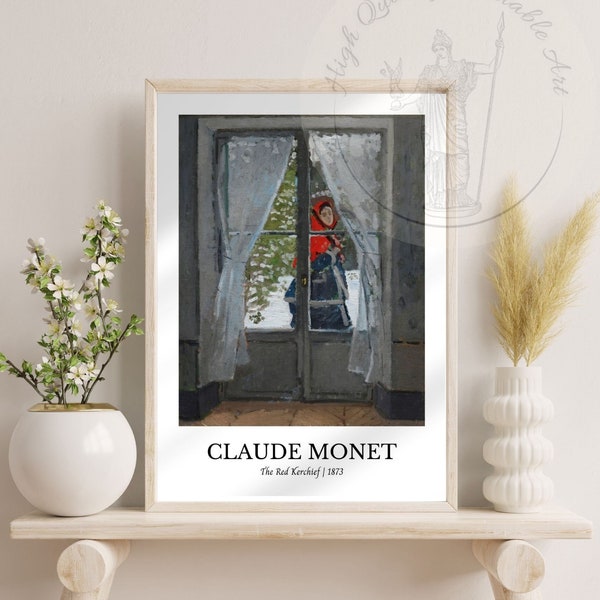 Monet Print, The Red Kerchief, Claude Monet, Monet Exhibition Poster, Printable Wall Art, Monet Painting, Vintage Print,Claude Monet Print