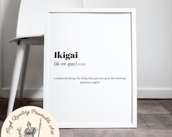 Ikigai Definition Japanischer Druck: Inspirierende Kunst (Digitaler Download)