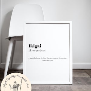 Ikigai Definition Japanese Print: Inspirational Wall Art (Digital Download)