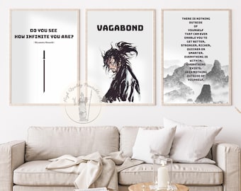 Miyamoto Musashi Vagabond Wall Art Set: Japanese Manga Prints (Digital Download)