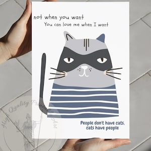 Les gens n'ont pas de chats - Impression d'art mural numérique chat, affiche de chat drôle, illustration de chaton mignon, cadeau pour amoureux des chats, chat faisant des choses, chat drôle