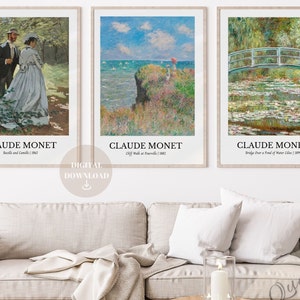 Monet Set of 3 Prints,Gallery Wall Set,Claude Monet,Printable Wall Art,Set of 3 Prints,Monet Exhibition Poster,Poster Set,Claude Monet Print