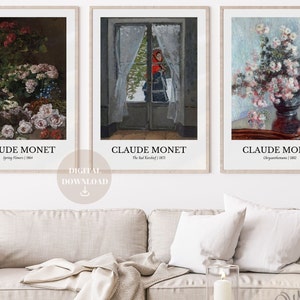 Monet Print Set: Spring Flowers, Chrysanthemums, Red Kerchief (Digital Download)