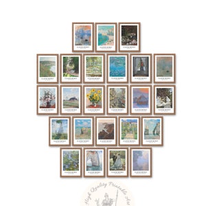Claude Monet Print Set of 24, Monet Exhibition Poster, Vintage Print, Printable Art, Eclectic Wall Art, Claude Monet Print, Maximalist Decor