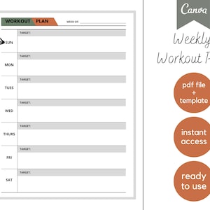 Weekly Workout Planner Printable | Exercise Planner | Sunday Start | 7 Day Fitness Planner | Minimalist | Instant Download