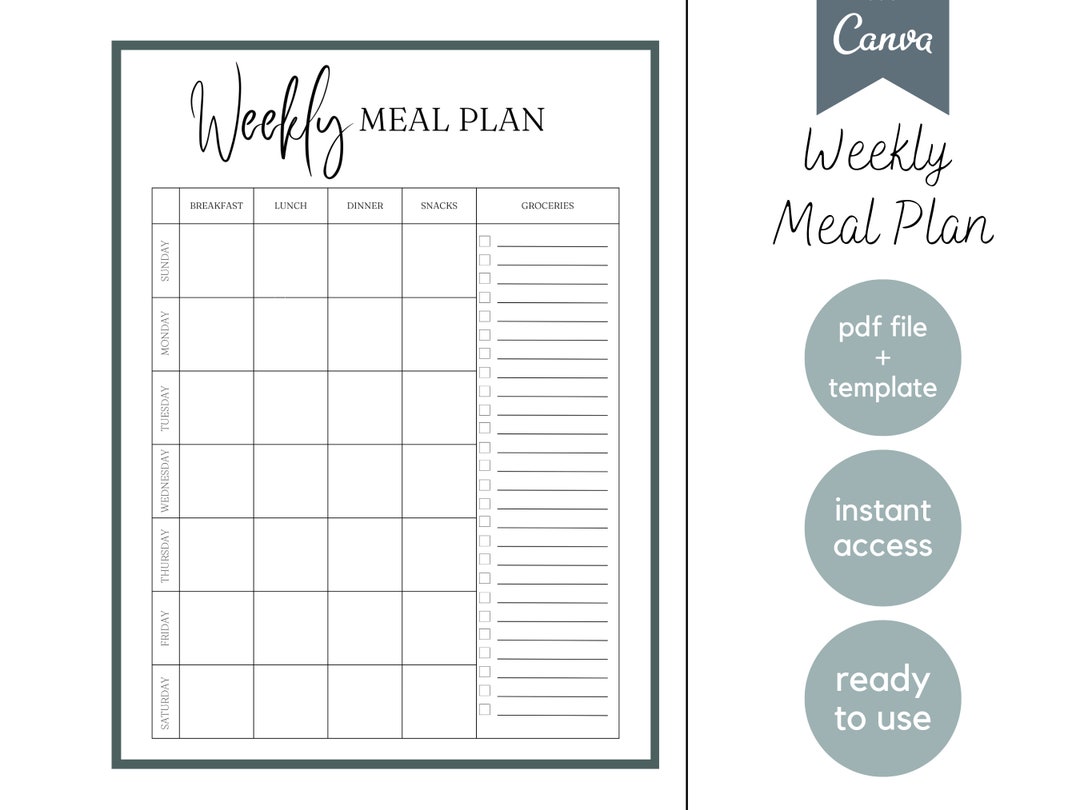 Weekly Meal Planner Printable | Grocery List | Meal Planner and ...