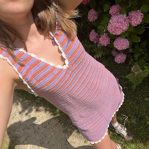 Crochet Dress Pattern / Summer Crochet Dress / Striped Dress / Easy Beginner / Crochet Dress / Crochet Lace Mesh Dress