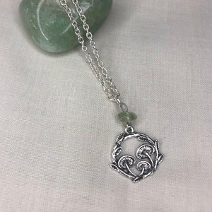 Silver Mushroom wreath charm necklace crystal // cottagecore fairycore prehnite necklace cottage core goblin core fairygrunge witchy