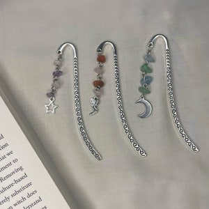 Crystal charm bookmark // book mark custom crystals hippie witchy gift gemstone agate quartz