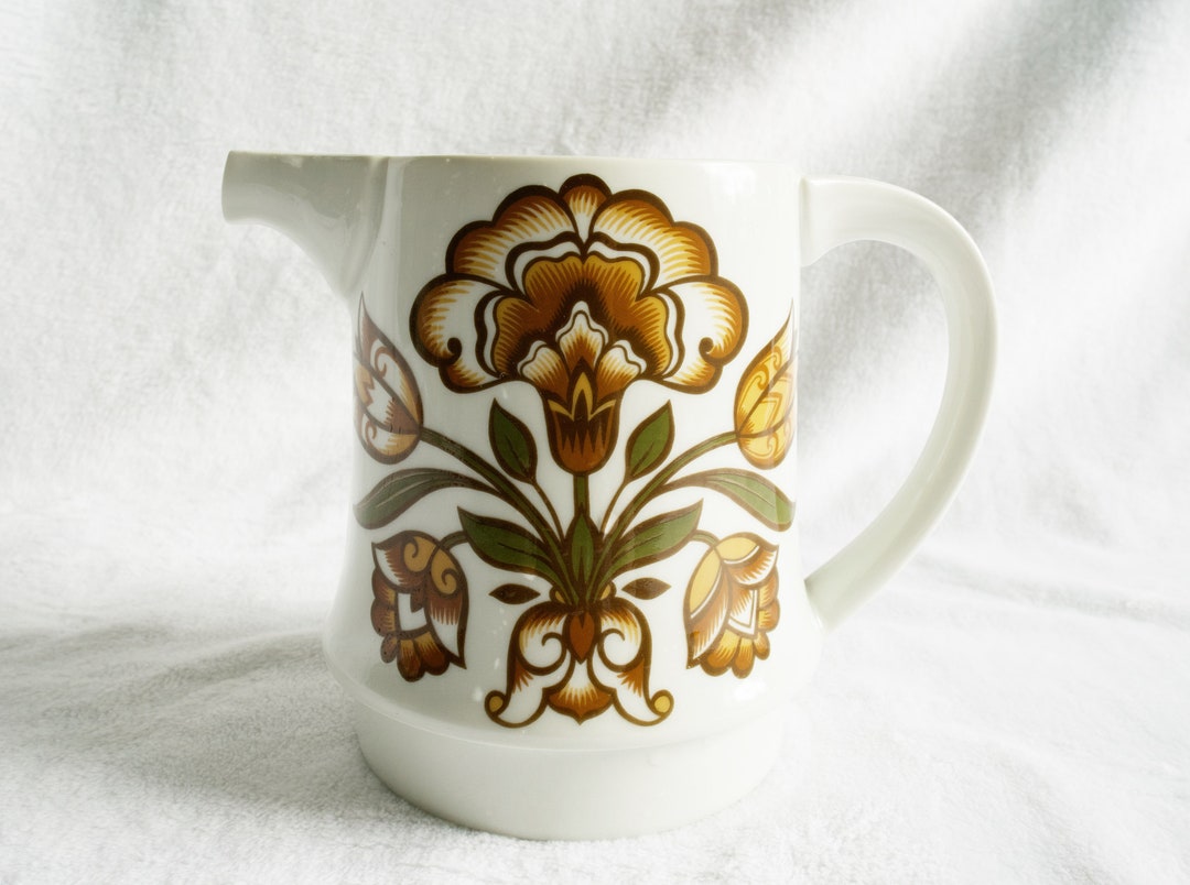 Vintage Jensen Teapot Mid Century Porcelain Floral Etsy