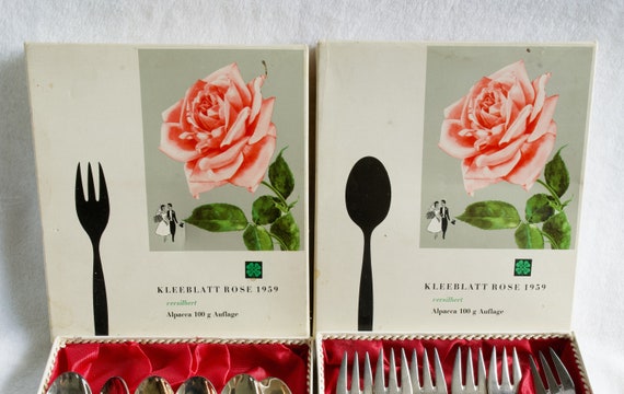 スプーンセット6本ドイツ製銀100gKLEEBLATT ROSE 1959