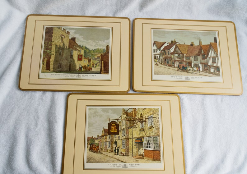 Vintage Pimpernel Placemats Old English Inns, Made in England, Set of 3