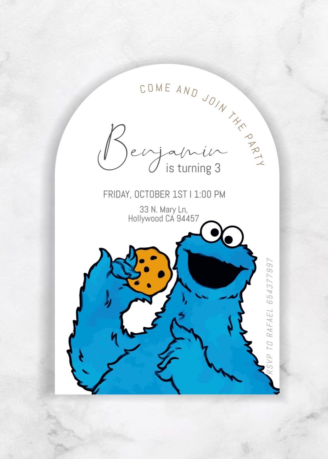 Cookie Monster Birthday Invitation. Pastel Colors Editable &amp; Printable ...