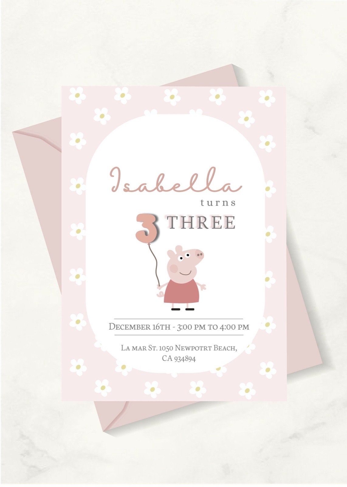 Beautiful Peppa Pig Printable and Editable Party Invitation - Etsy