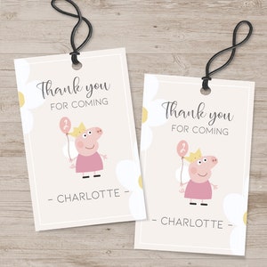 Peppa Pig Thank You Notes, Tags, Digital, Printable and Editable. - Etsy