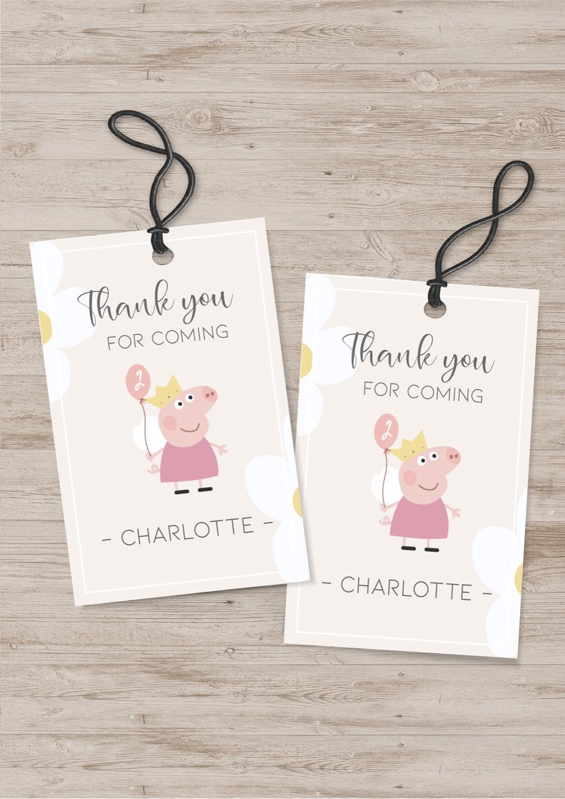 Peppa Pig Thank You Notes, Tags, Digital, Printable and Editable. - Etsy