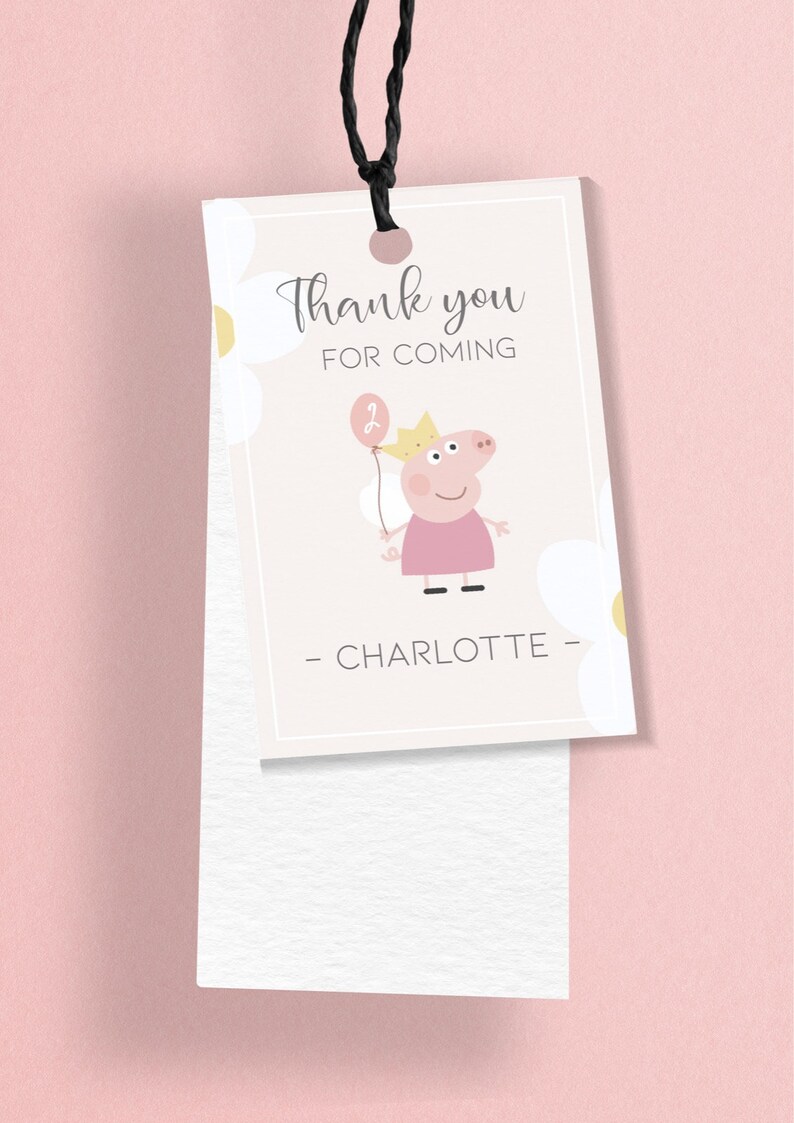 Peppa Pig Thank You Notes, Tags, Digital, Printable and Editable. - Etsy