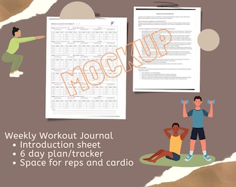 Printable + Digital Weekly Workout Journal | Fitness Tracker | Exercise Log | Wellness Planner PDF