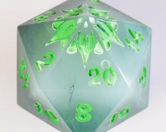 Poison Storm Jumbo D20 - Handmade Resin Jumbo D20 for Dungeons and Dragons