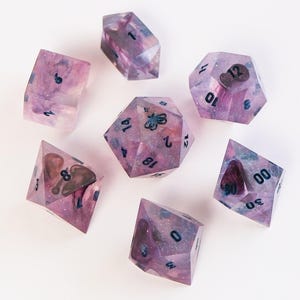 B-GRADE Hazy Dark Magic Full Dice Set - Handmade Resin Dice Set, Resin DnD Dice, Resin Sharp Edge Dice, Polyhedral Dice, DnD Dice Set