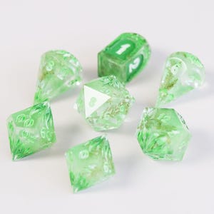 Jade Garden Set - Handmade Resin Dice Set, Resin DnD Dice, Resin Sharp Edge Dice, Polyhedral Dice, DnD Dice Set