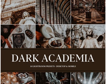 10 préréglages Dark Academia pour Mobile LIGHTROOM, préréglages d'automne pour ordinateur de bureau et mobile, préréglage esthétique Dark Moody Instagram, Bookish Bookstagram