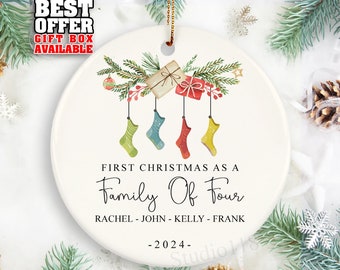 Family Of Four Christmas Ornament, Custom New Baby Ornament, New Family Gift, Personalized Names Christmas Ornament, Family 4, _237