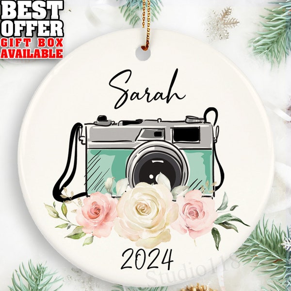 Personalized Photographer Camera Christmas Gift, Photography Ornament, Gift For Her 2024, Christmas Gift Swap, Christmas Tree Decor, _081