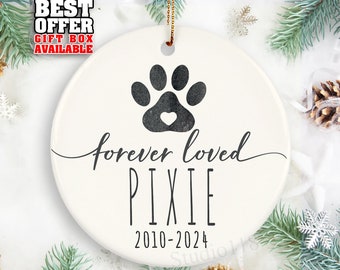 Personalized Pet Memorial Ornament, Forever Loved, Pawprint Ornament