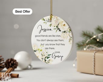 Personalized Friendship Ceramic Ornament, Long Distance Gift