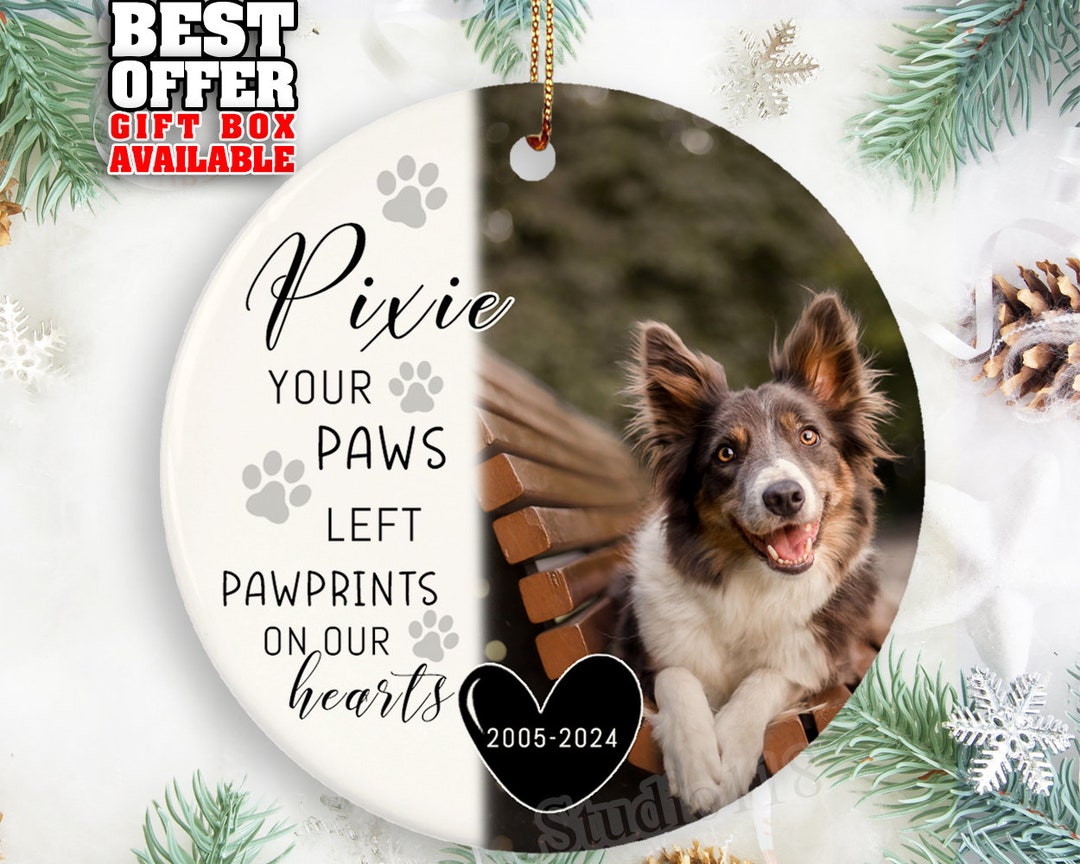 Pet Photo Memorial Ornament, Dog Cat Remembrance, Christmas Tree Decor ...