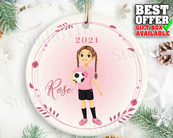 Soccer Player Christmas Ornament Custom Made and Personalized Girls Keepsake Girl Sports Lover Gift Stocking Stuffer Girl Soccer Player