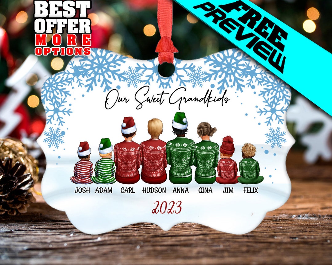 Personalized Grandkids Ornament, Christmas Ornament, Grandma Grandpa Keepsake, Custom Christmas ...