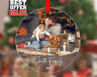 Personalized Family Photo Christmas Ornament, Custom Memorial Keepsake