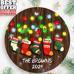 Personalized Family Ornament with Stockings, Custom Family Name Ornament, Keepsake, Christmas Family Gift, Christmas Ornament Socks, _148