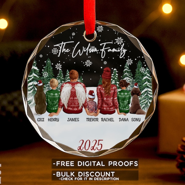 Custom Family Ornament 2025 - Personalized Christmas Ornament with Adults, Kids and Pets, _144