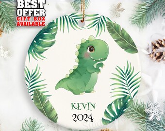 Personalized Dinosaur Christmas Ornament, Kids Christmas Gift, Baby Dinosaur, Christmas Tree Decor, 2024 Christmas Ornament, _055