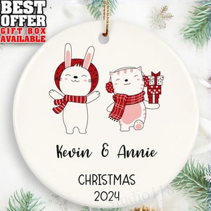 Cute Animals of Two Ornament, Brother Sister Ornament, Cute Animals Ornament, 2024 Christmas Gift, Personalized Family Ornament Gift, _096