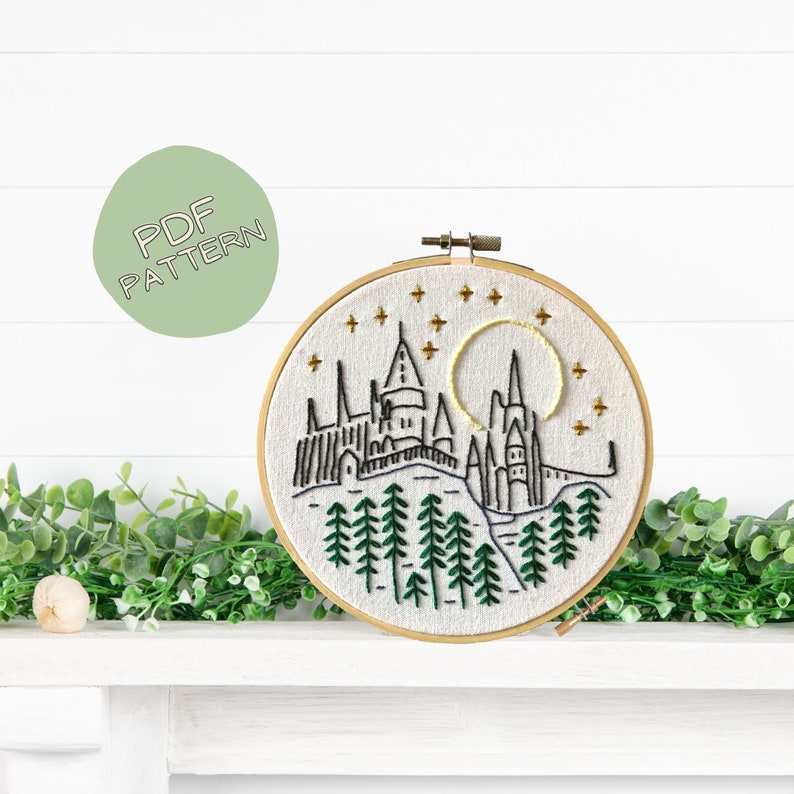 PDF PATTERN: Hogwarts Castle Embroidery image 1