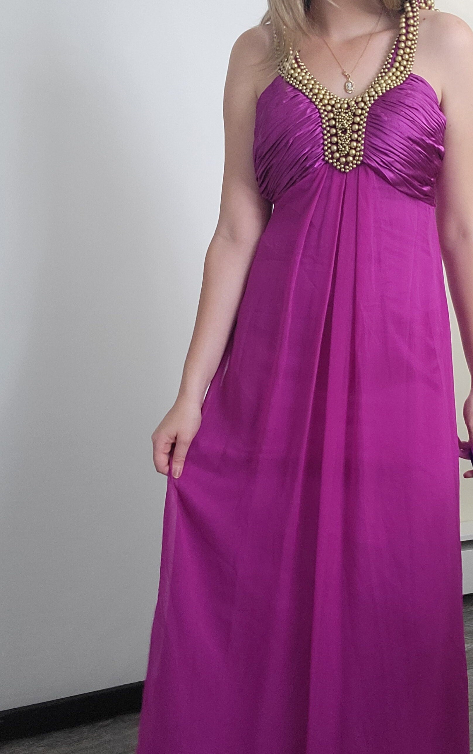 Y2k Purple Maxi Dress With Gold Beading - Etsy