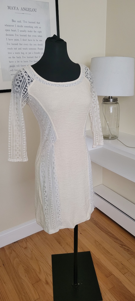 Vintage cream lace knit dress