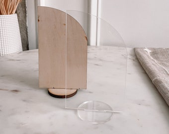 Blank half arch shape acrylic or wood sign with stand, DIY wedding decor, wedding blank, custom acrylic sign, blank table numbers, wedding